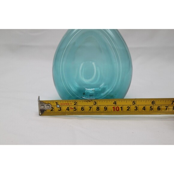 Dimpled Bulb Vase Hand Blown Art Glass Sweden MCM  Aqua Blue - Picture 4 of 16